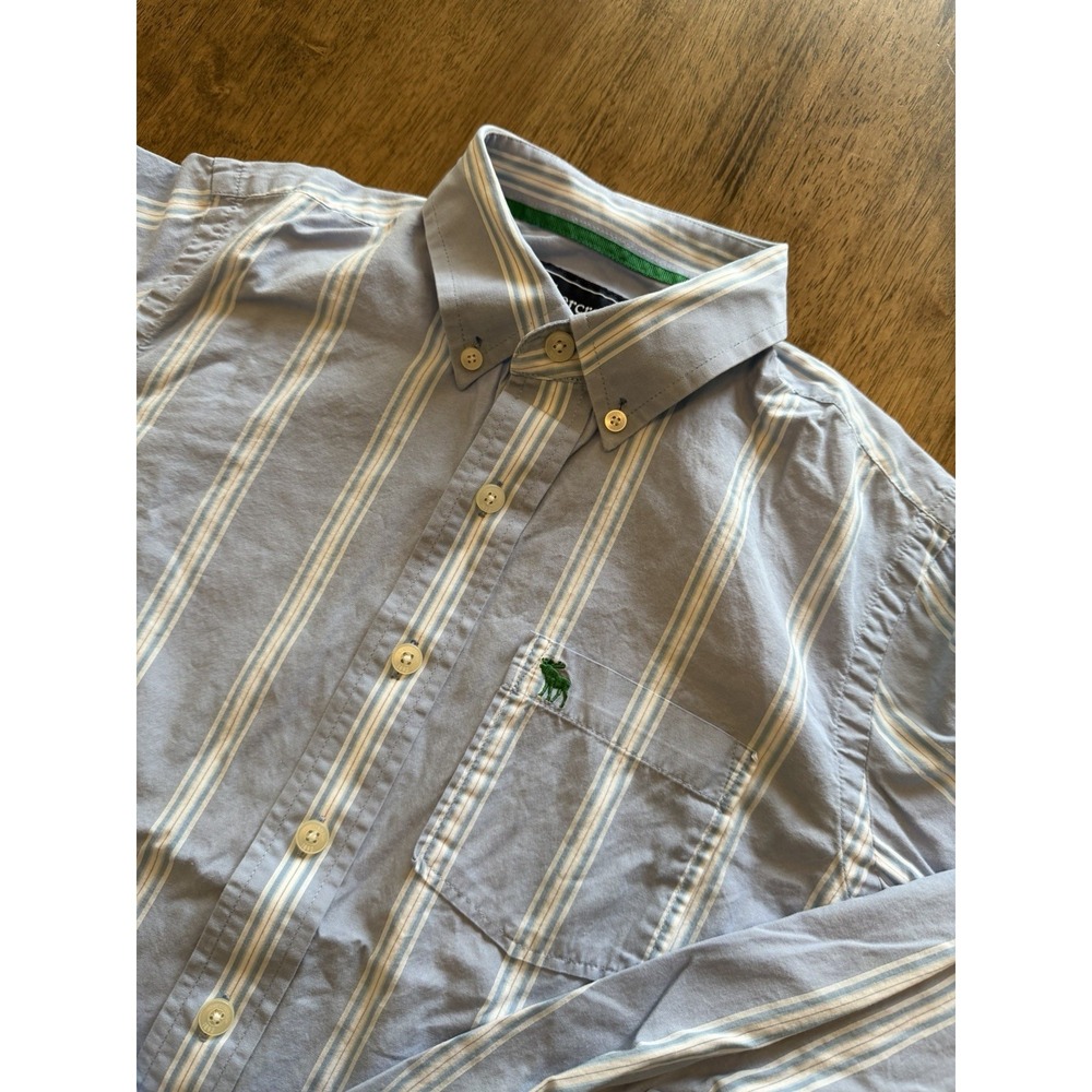 Abercrombie Kids Shirt Boys Large L 11/12 Blue Striped Long Sleeve Button Down